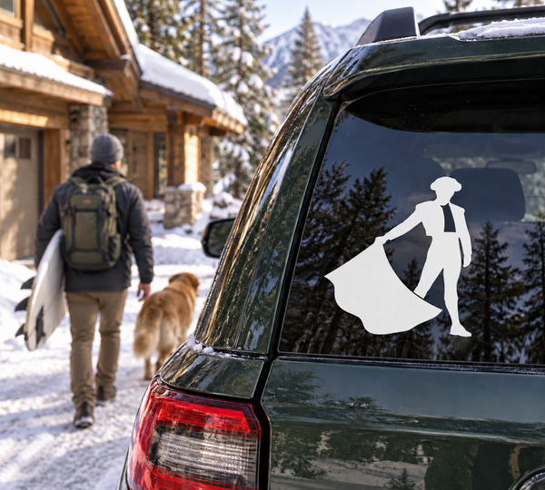 BullfighterCX001 vinyl decal: woman with cape silhouette on car rear window