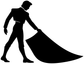 Black bullfighter silhouette vinyl decal with sweeping cape shape