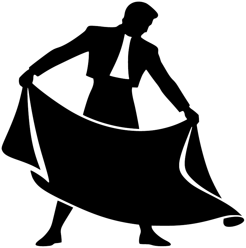 Black bullfighter broad cape fan vinyl decal silhouette with sweeping cape
