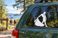 Bullfighter long cape line vinyl decal: white bullfighter silhouette on car rear window