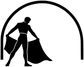 Bullfighter stance vinyl decal in black silhouette with arched outline