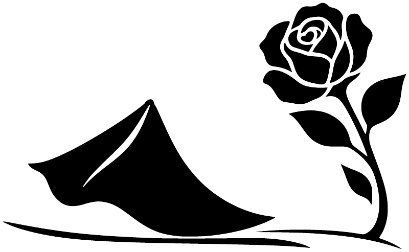 Vinyl wall decal close-up of bullfighter cape with rose, black design