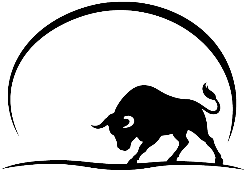 Vinyl decal graphic with black bull silhouette in white circle