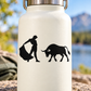 Black bullfighter and bull vinyl decal on light bottle