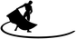 Bullfighter silhouette circle vinyl decal graphic, bull on curved arena ring line