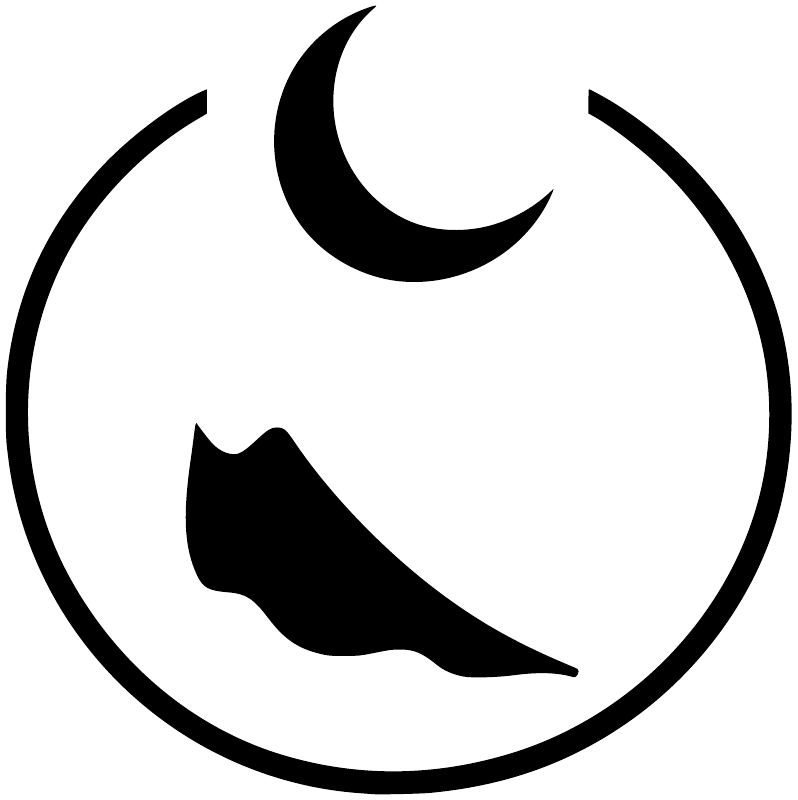 Black bullfighter crescent emblem vinyl decal, circular outline with bull silhouette on white