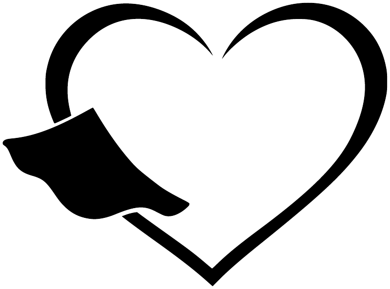 Black bull silhouette over white heart vinyl decal, isolated graphic