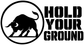 Vinyl decal close-up: bull silhouette circle with bold “HOLD YOUR GROUND” lettering