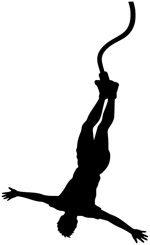 Bungee jump vinyl decal silhouette of a person with arms out and legs extended