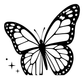 Black and white mirrored butterfly wall decal with spotted wing edges and border dots