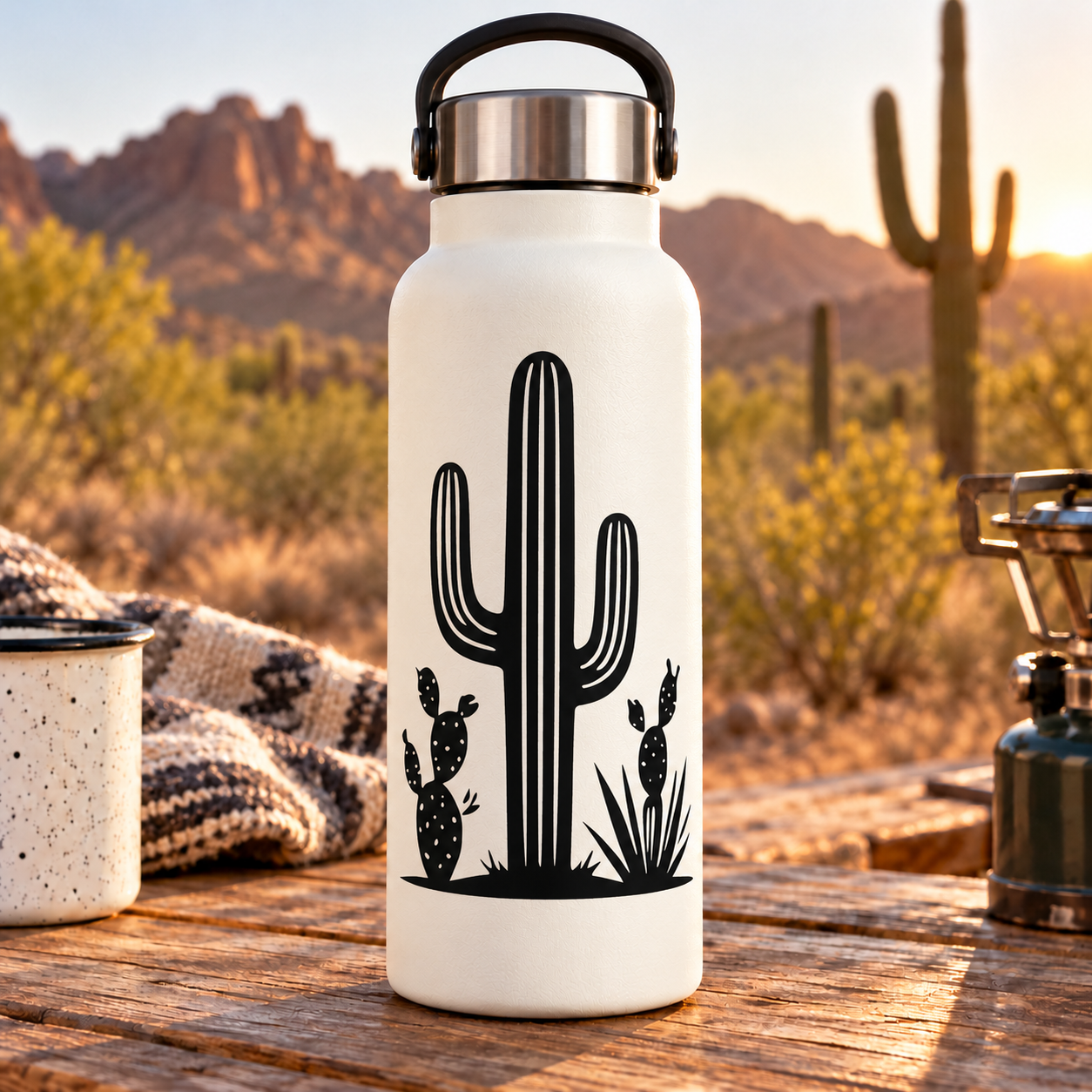 CactusSceneCX002 - Tall Saguaro with Prickly Pear and Agave; illustrative application of the exact PDF artwork