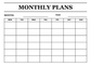 Monthly Plans vinyl decal with month/year blank calendar grid