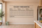Three-month calendar vinyl decal with grid, headings, and Looking Ahead strip