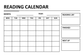 Reading calendar decal close-up with weekly grid, reading list, Finished, Next up boxes