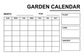 Garden calendar wall vinyl decal, text header, month/year lines, plant care & harvest boxes