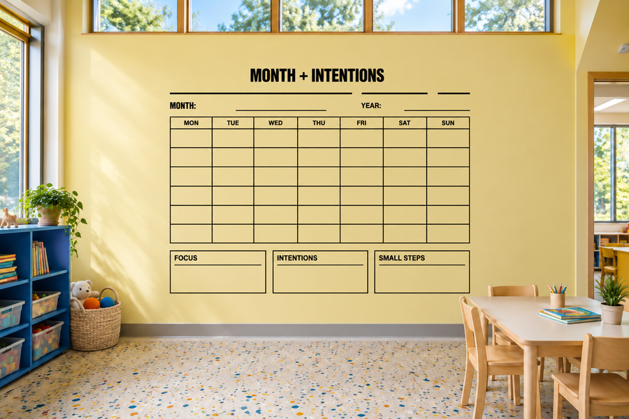 CalendarCX028 - Month and Intentions; illustrative application of the exact PDF artwork