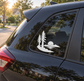 California redwood sun vinyl decal for car window, black tree and sunset scene