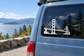 White Golden Gate silhouette vinyl decal on car window
