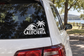 California palm wave vinyl decal with bold CALIFORNIA text on car window