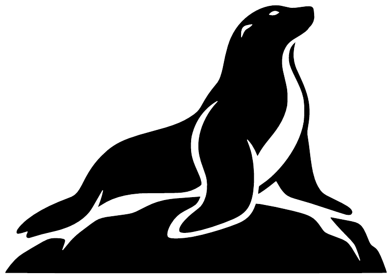 Black sea lion on rock vinyl decal