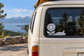 White sunflower vinyl decal on car side window