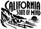California vinyl decal reading California State of Mind with coast and road artwork