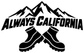 Black vinyl decal featuring mountains, crossed boots, and 'Always California' text