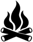 Black campfire flame and crossed log vinyl decal icon