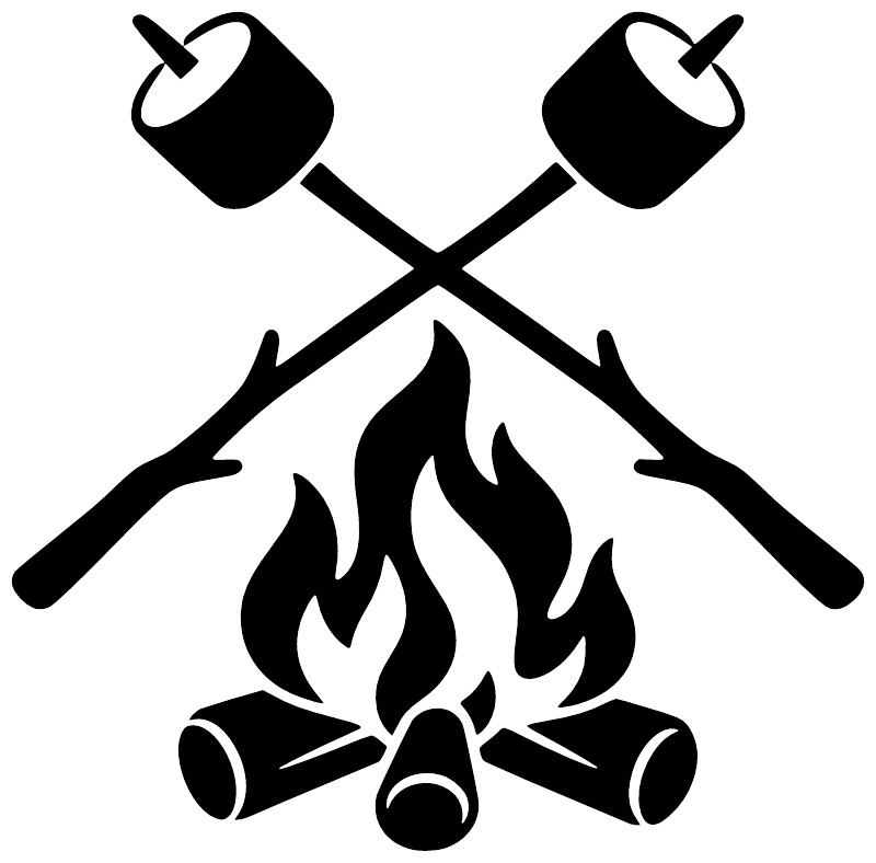 Black campfire with crossed-axes vinyl decal graphic