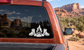 Vinyl decal of campfire flames with two boots and logs