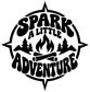 Campfire-themed vinyl decal with Spark A Little Adventure text
