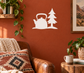 White vinyl camping kettle and pine tree decal