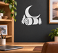 White crescent moon and sleeping bag vinyl wall decal with pine trees