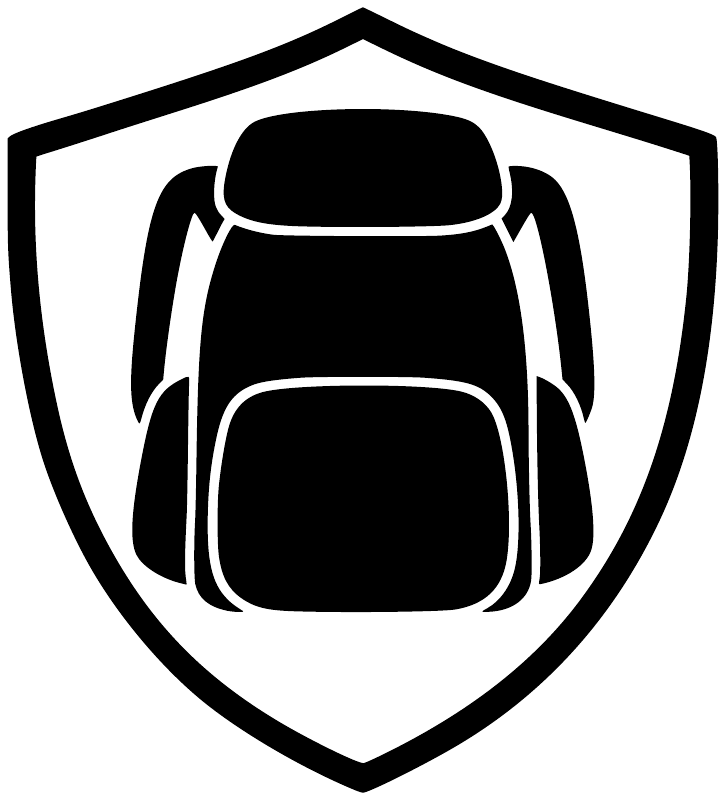 Backpack vinyl decal shield icon in black and white