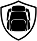 Backpack vinyl decal shield icon in black and white