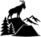 Black mountain goat vinyl decal with trees and tent
