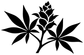 Black botanical vinyl decal featuring large leaves and blossoming stems