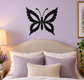 Cannabis butterfly vinyl decal, black wings with pale lavender leaf-like inner shapes