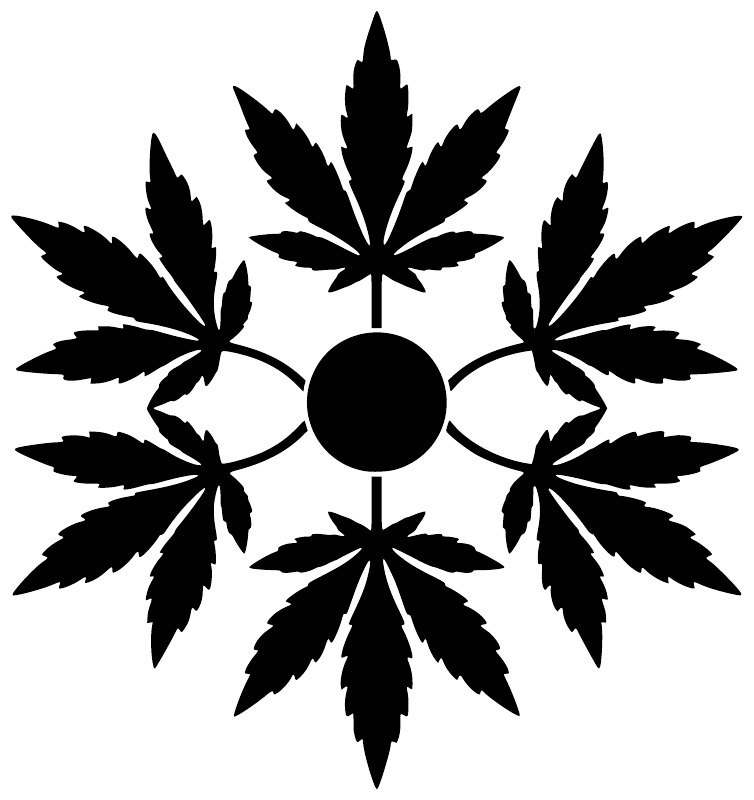 Black botanical mandala vinyl decal featuring layered leaf shapes around a circle center