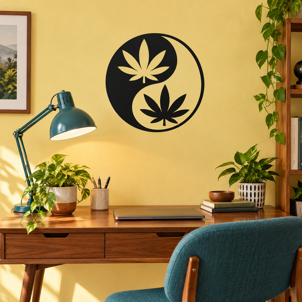 CannabisCX021 - Leaf Yin Yang; illustrative application of the exact PDF artwork
