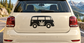 Vinyl car decal of black van with white cannabis leaf, leaf and stripes design