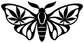 Black cannabis moth vinyl decal with leaf-like wings, centered on white