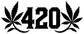 Black 420 vinyl decal graphic with four cannabis leaf icons