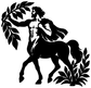Black centaur and leaf vine vinyl decal silhouette, isolated
