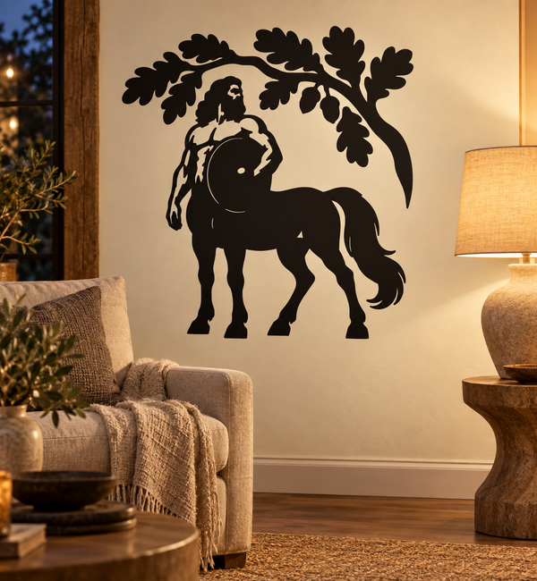 Black centaur under leafy tree vinyl wall decal