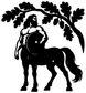 Black centaur vinyl wall decal with leafy canopy silhouette