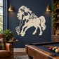 Wildflower gatherer centaur vinyl decal, beige silhouette of flower-carrying woman on horse