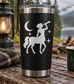 White centaur vinyl decal with crescent moon, sword, and stars on dark background