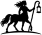 Vinyl decal silhouette of a black centaur holding a lantern