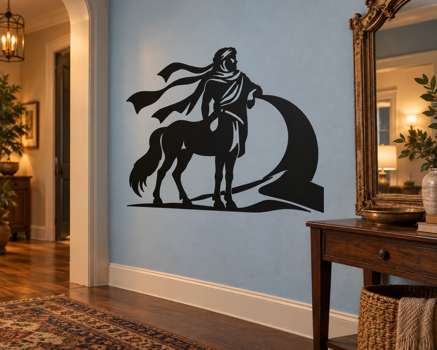 Black centaur with rider vinyl wall decal silhouette